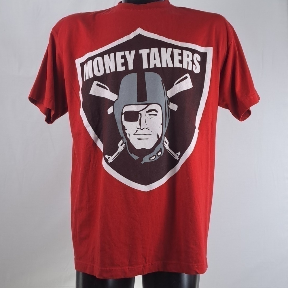 Money Takers Raiders & AKS logo men's large big print red & black t-shirt